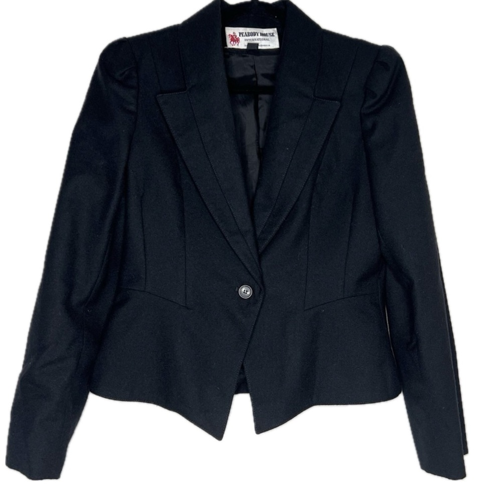 Peabody House Wool Black Blazer with Statement Shoulder